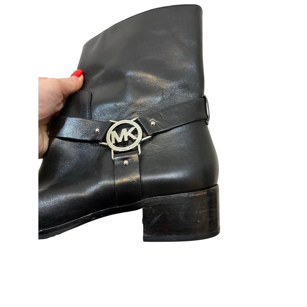 Michael Kors Fulton Harness Moto Biker Boots Black Leather Ankle Emo Grunge 8 - Picture 7 of 8